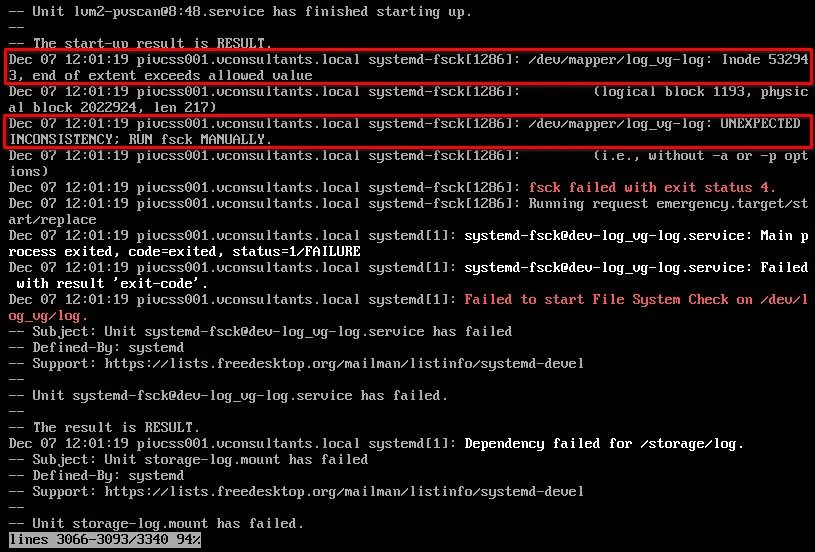 journalctl showing more info about the failed volume journalctl showing more info about the failed volume